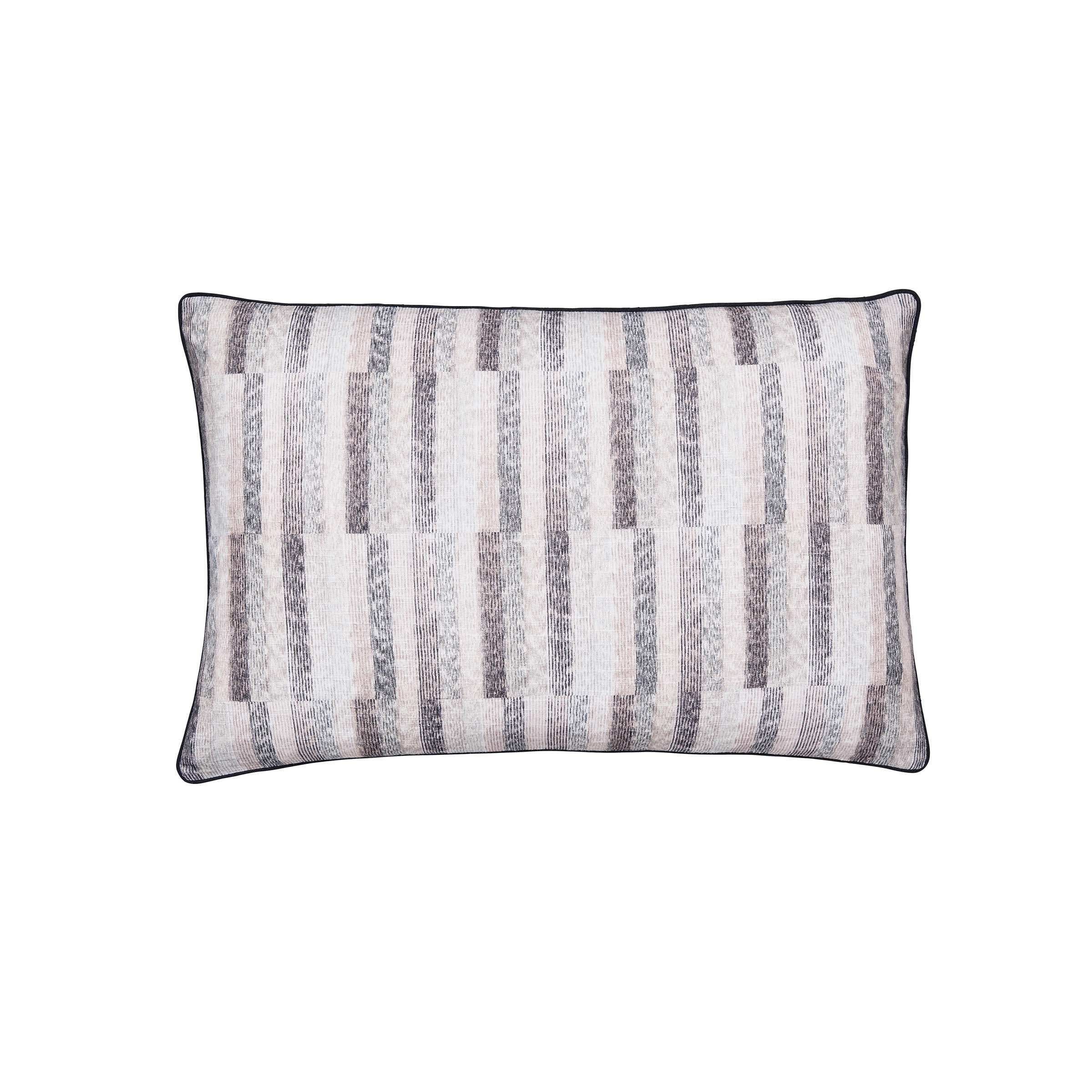 Kiko Stripe Piped Cotton Cushion In Tuberose